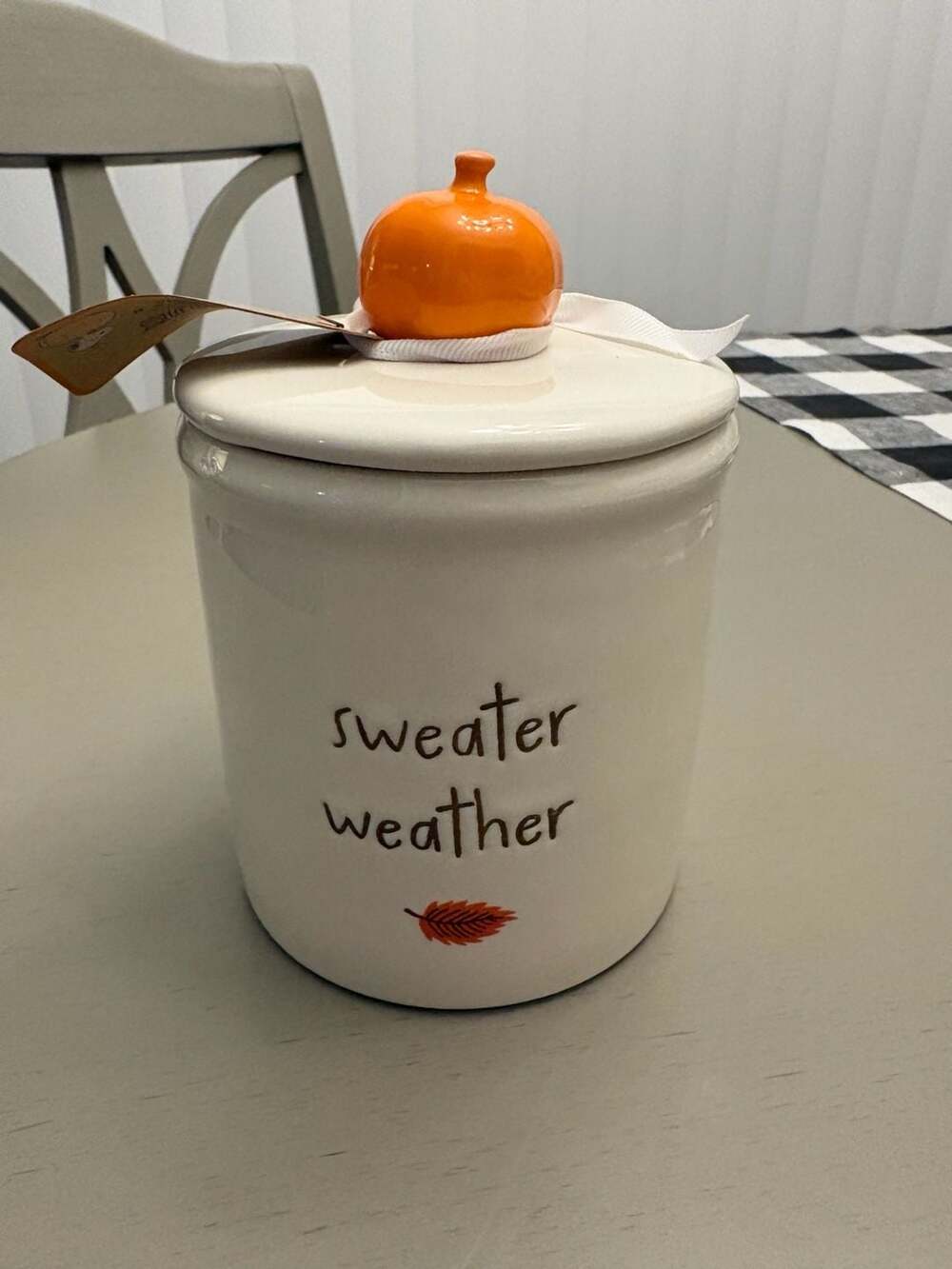 Rae Dunn Peanuts Sweater Weather Pumpkin Canister Jar
